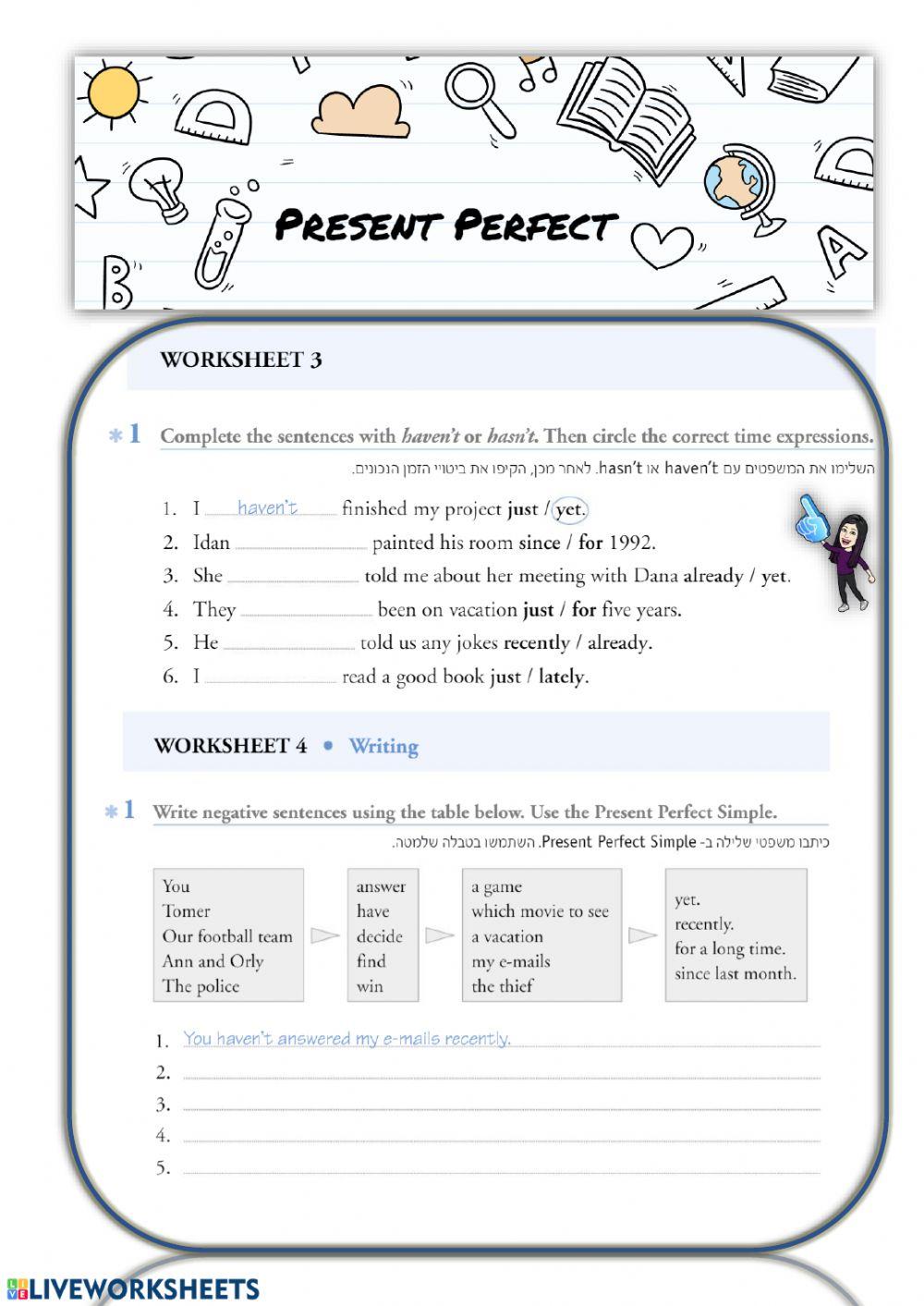 present perfect negative,questions and whQ