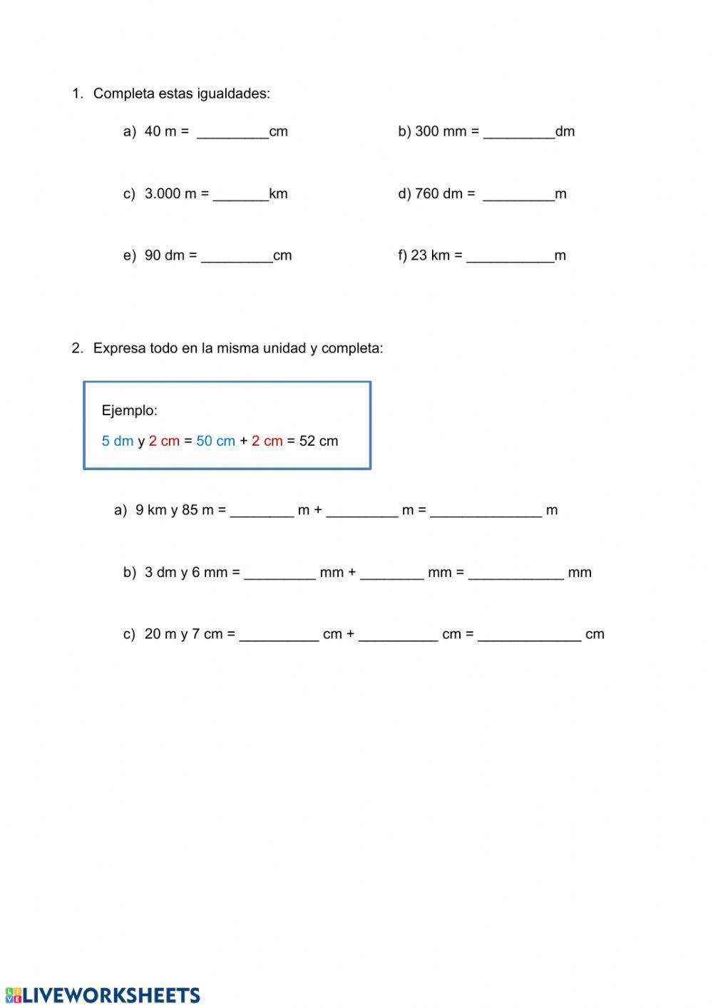 Equivalencias unidades de longitud