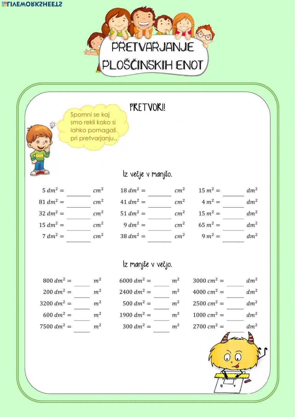 Pretvarjanje ploščinskih enot