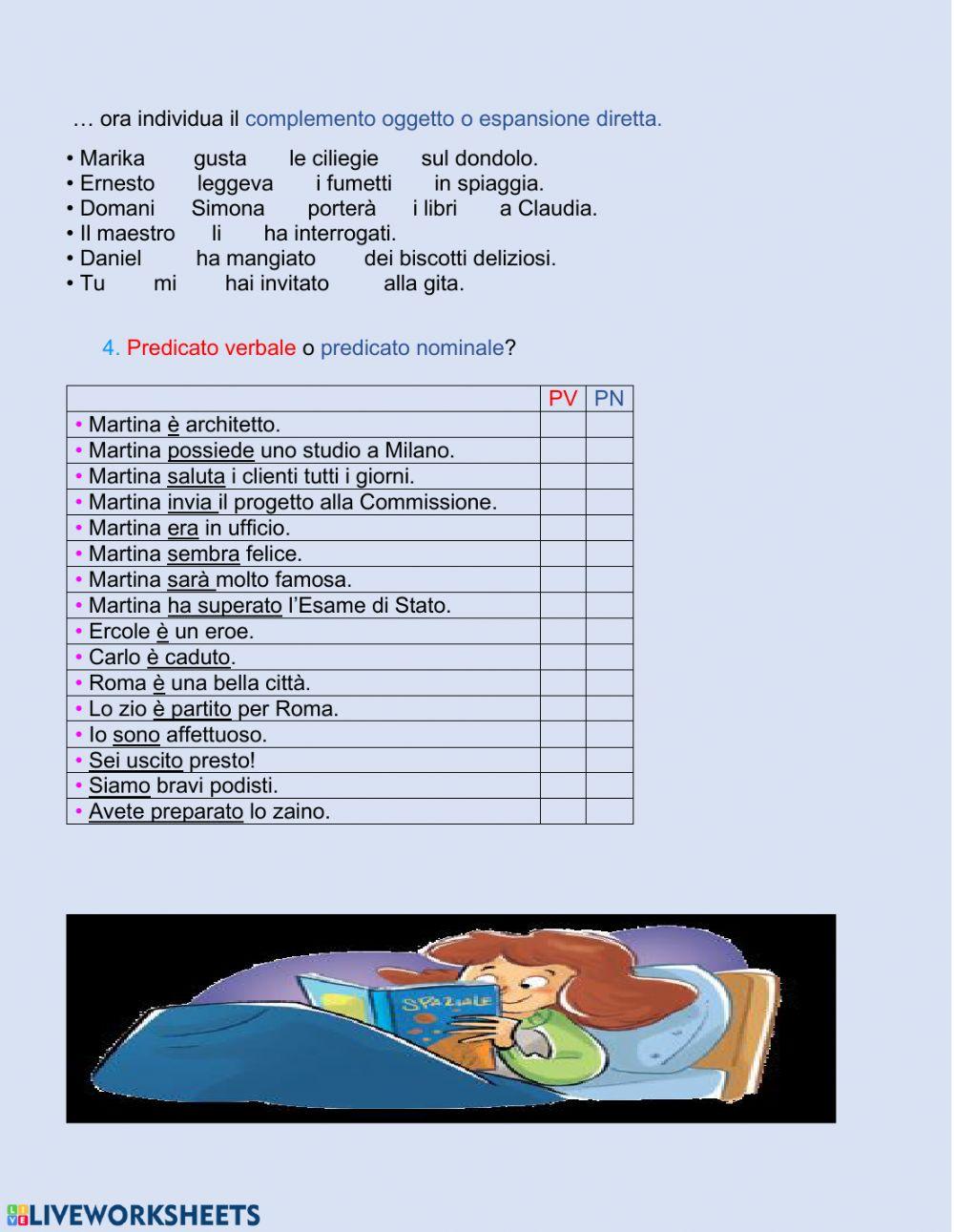 Esercitazioni di analisi logica