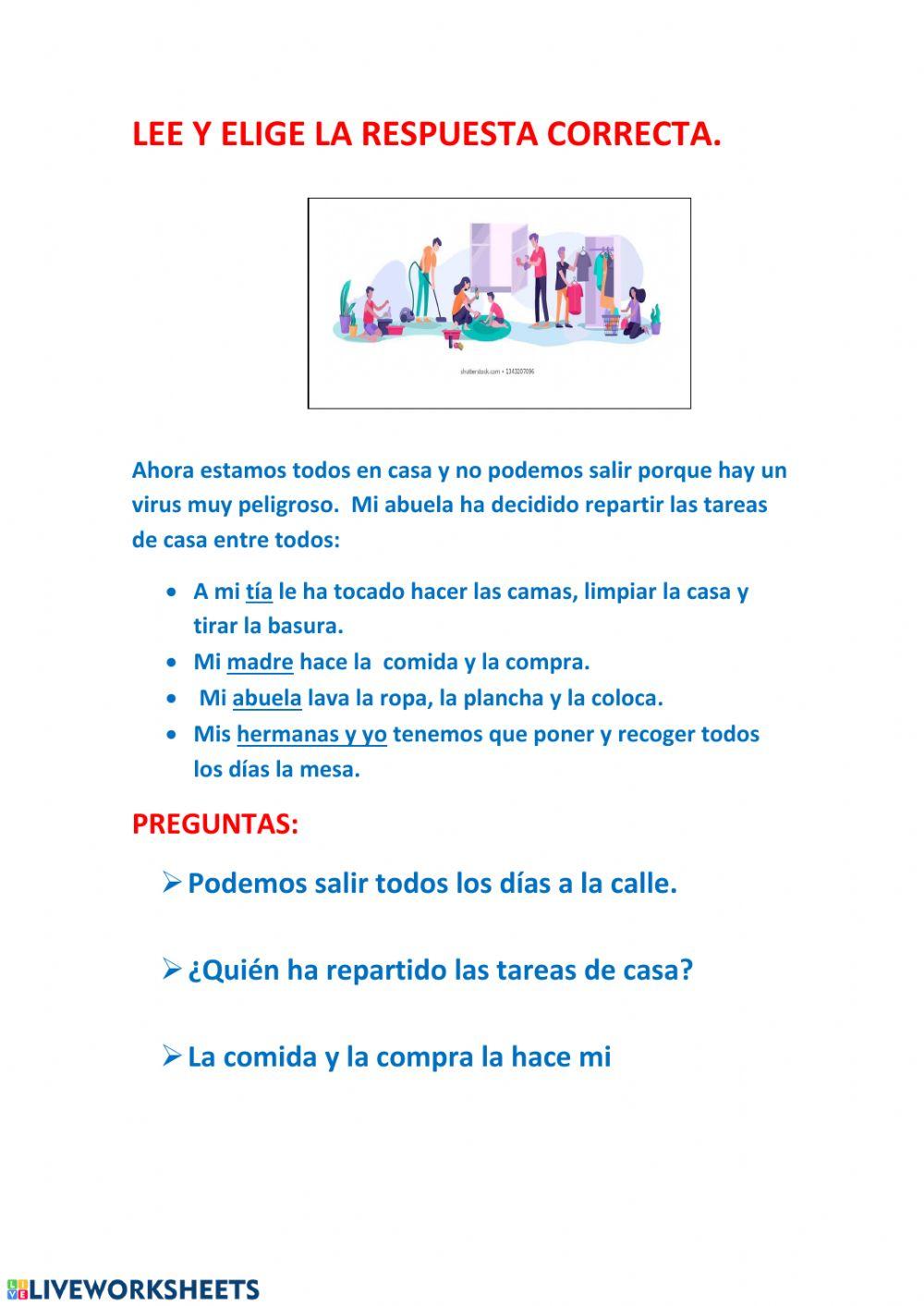 Mi familia y las tareas de la casa