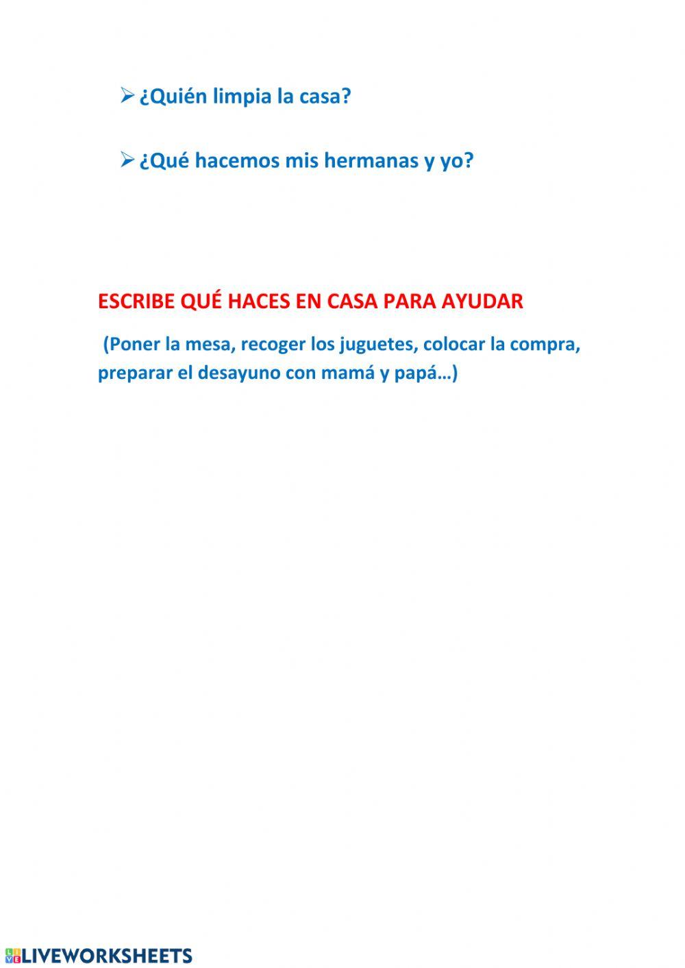 Mi familia y las tareas de la casa