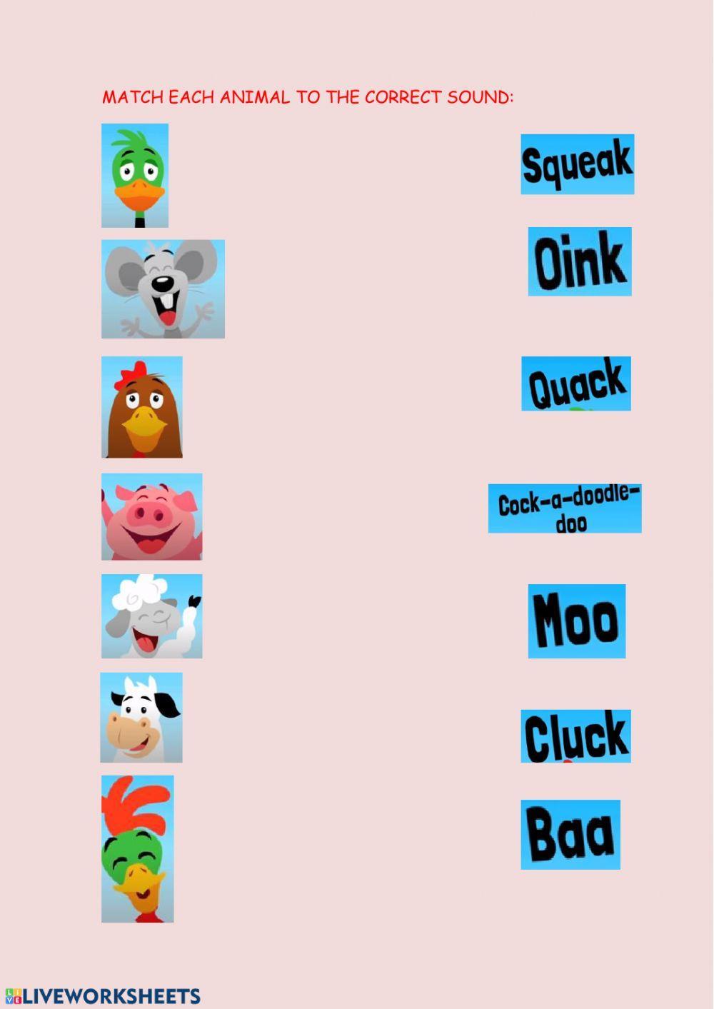 Match the animal sounds