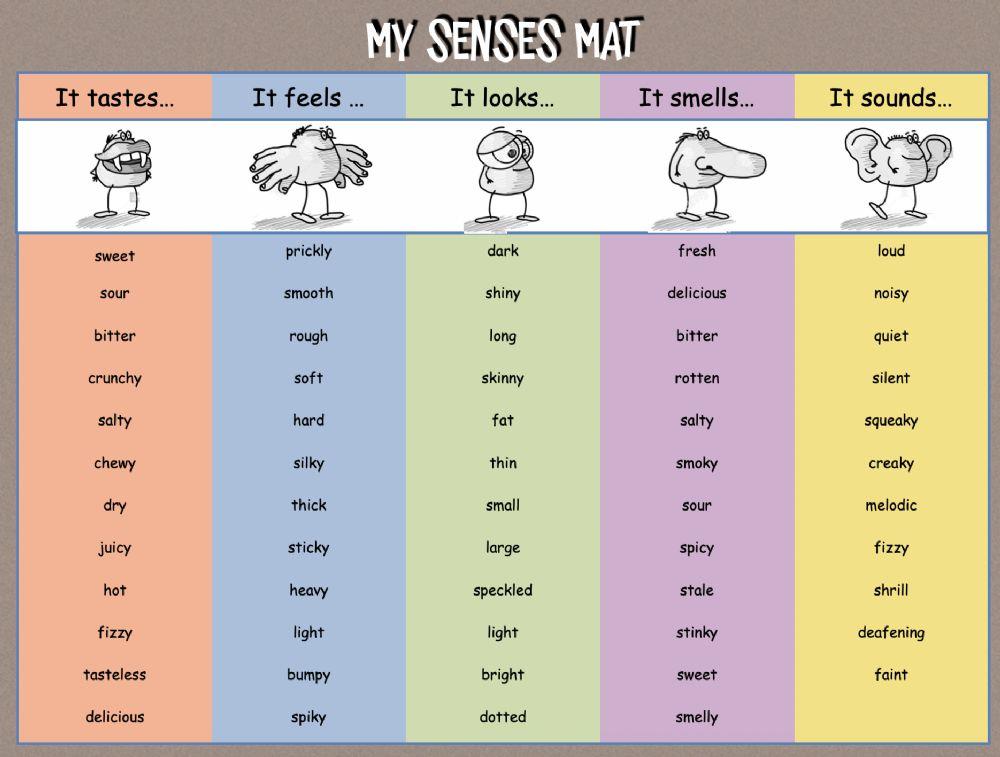 Adjectives for the five senses