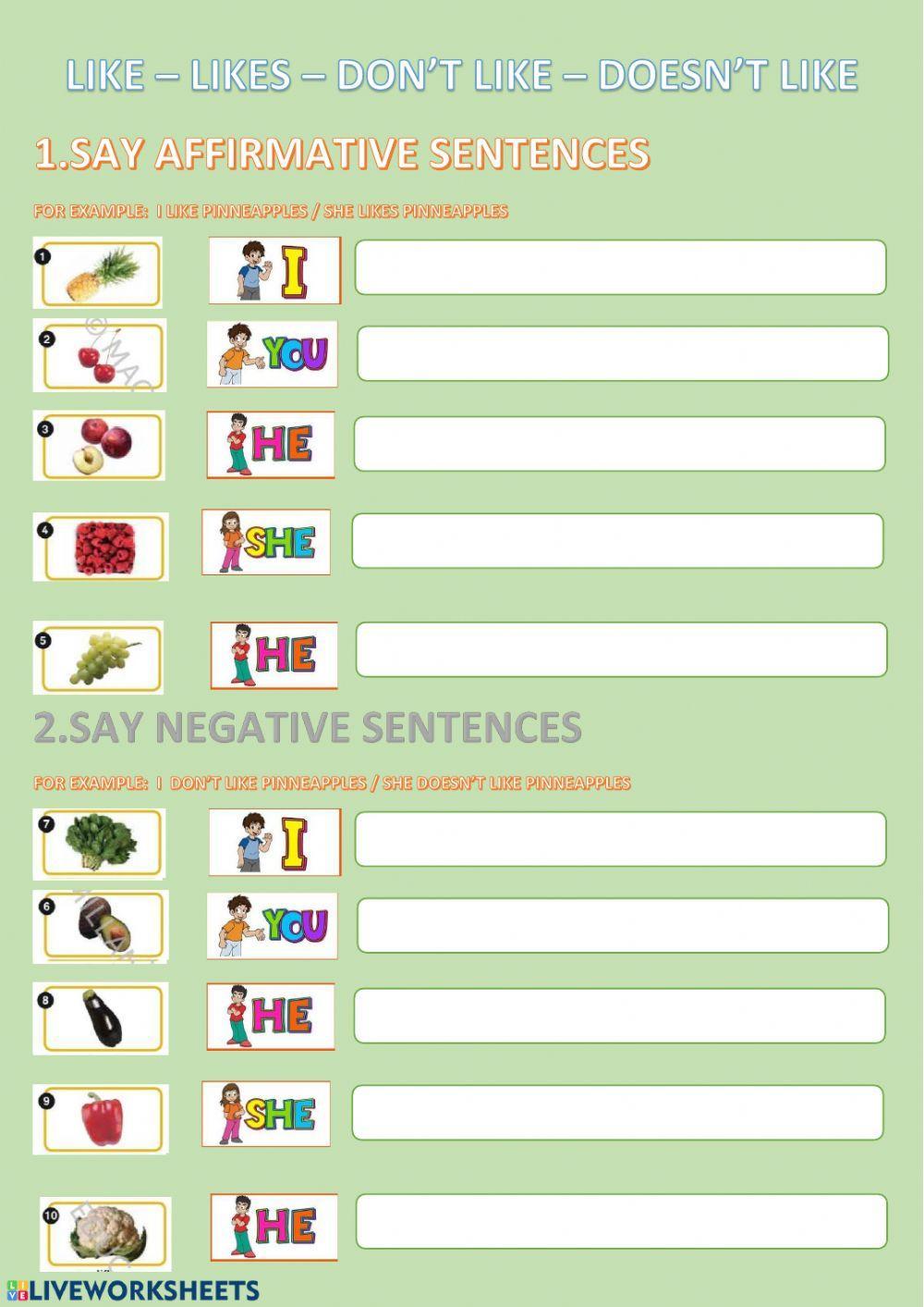 Like-likes-don't like-doesn't like