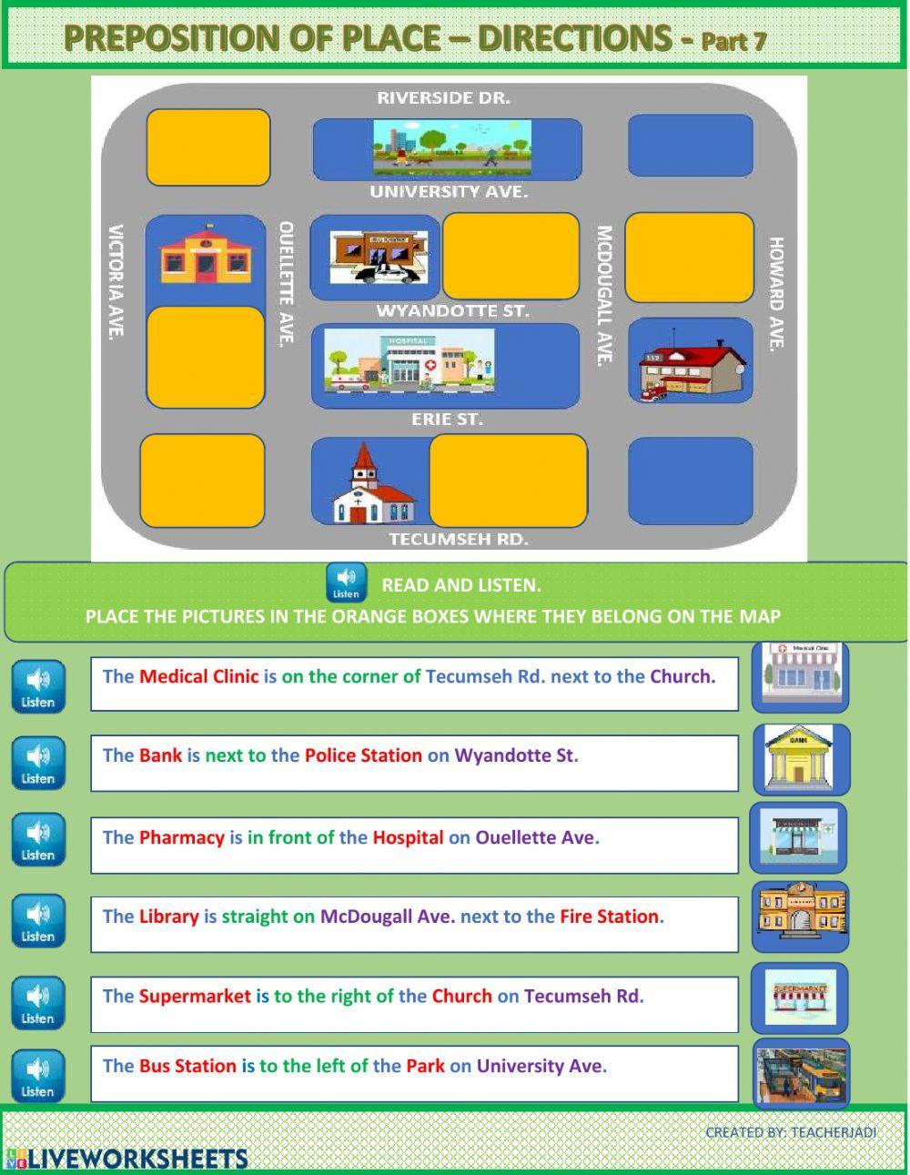 Prepositions of Place -Directions Part 7