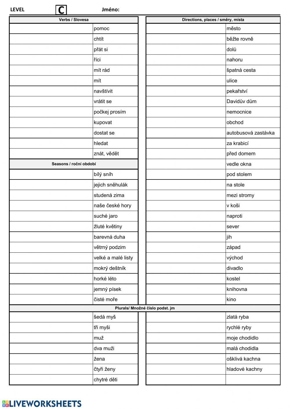 Vocabulary - Level C - 2 str.