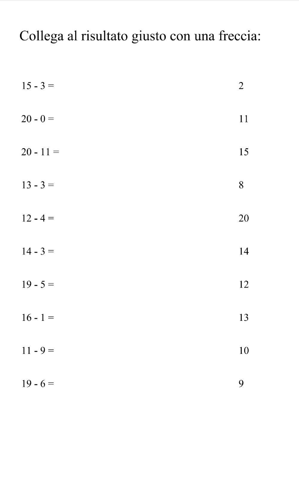 Collega le sottrazioni