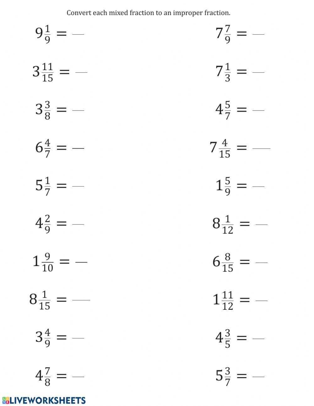 Converting improper to mixed fractions