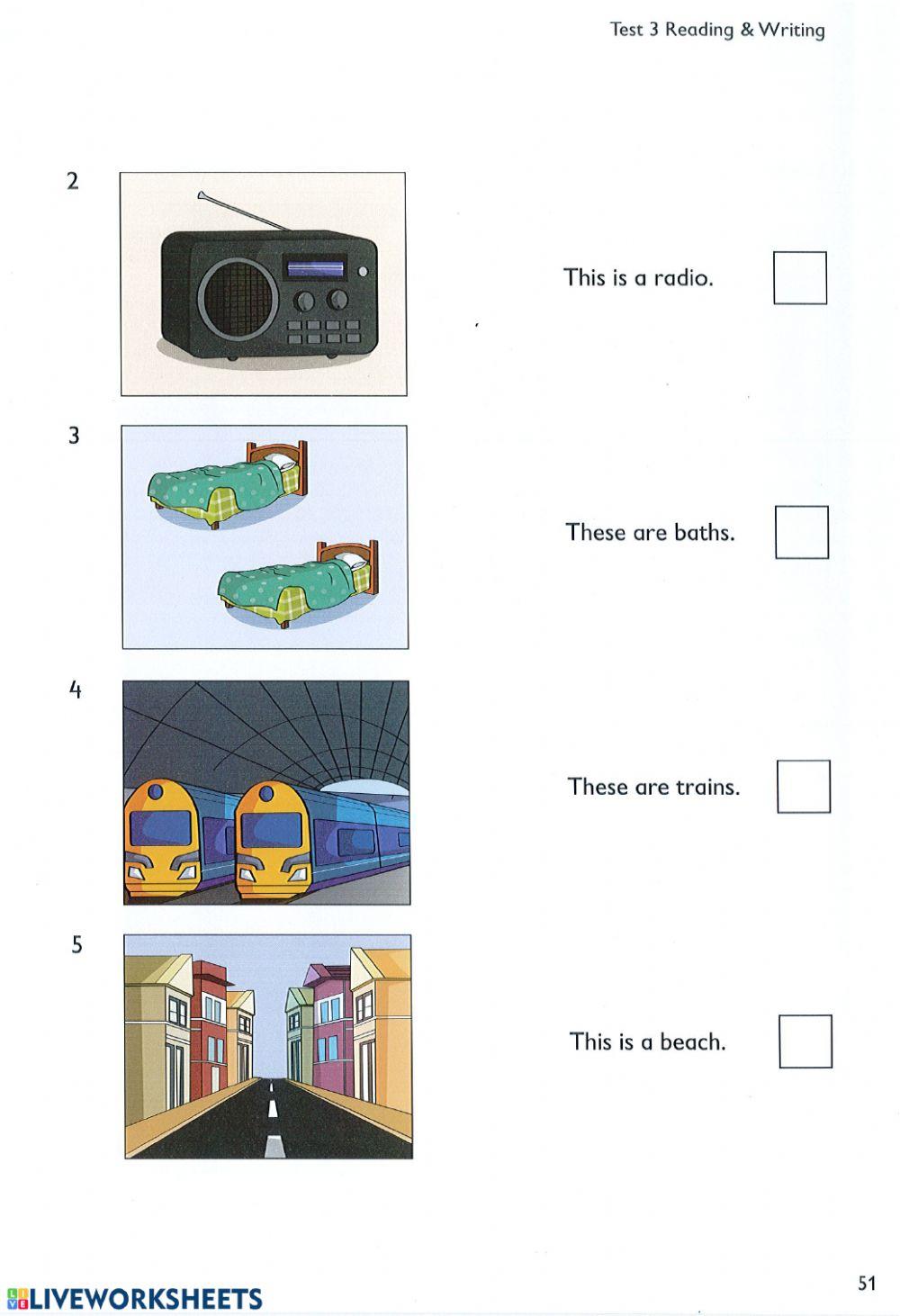 YLE Starters reading and writing test 3