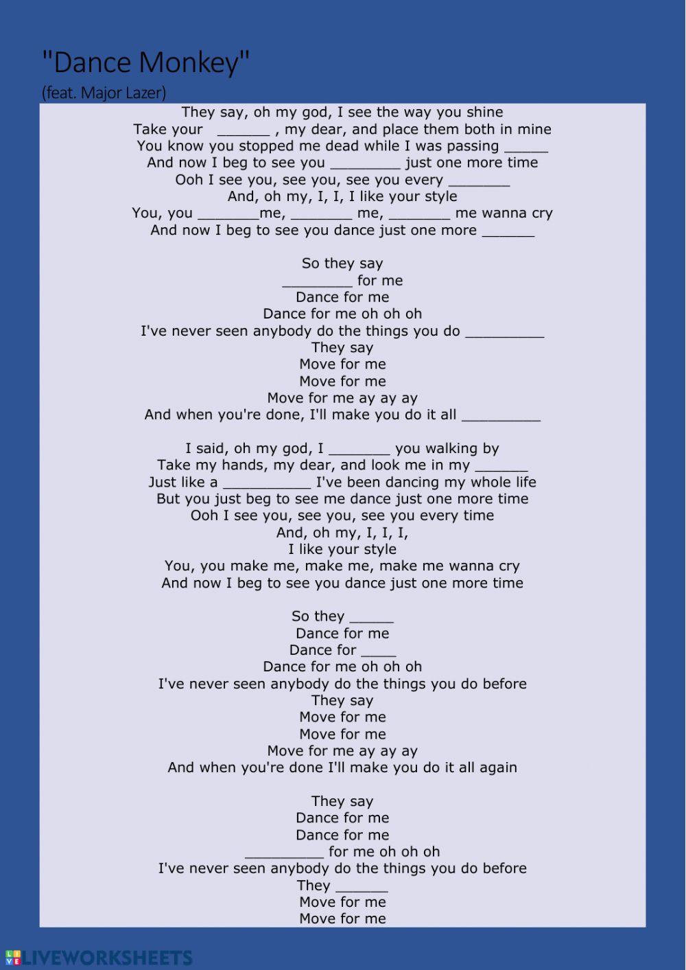 Dance monkey  Song lyrics, Lyrics, Songs