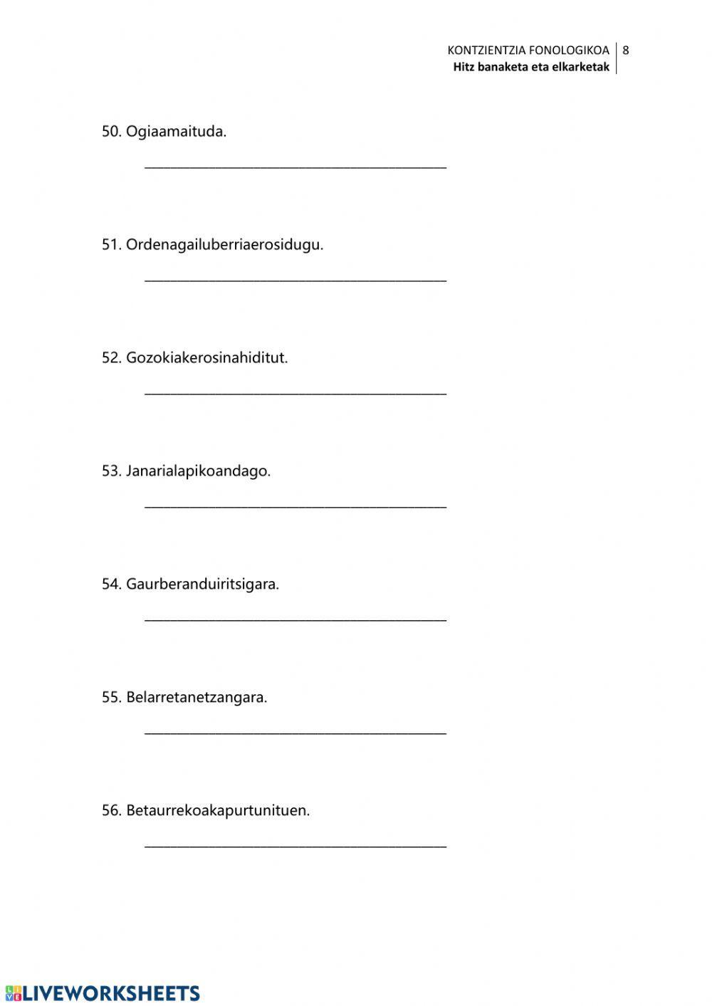 Esaldiak hitzetan banatu