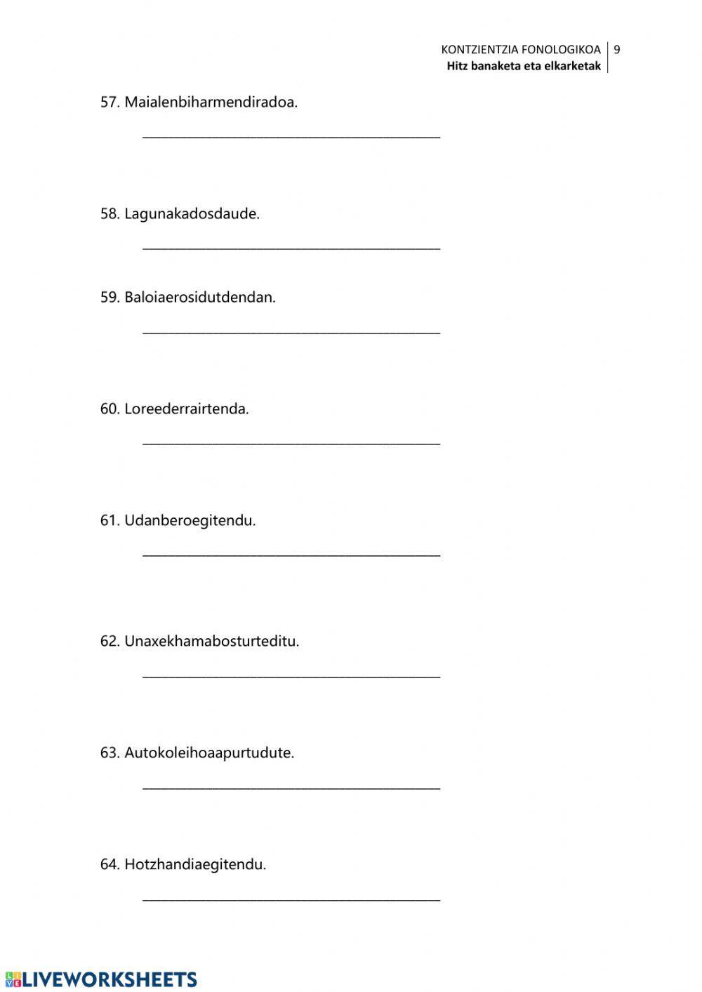 Esaldiak hitzetan banatu