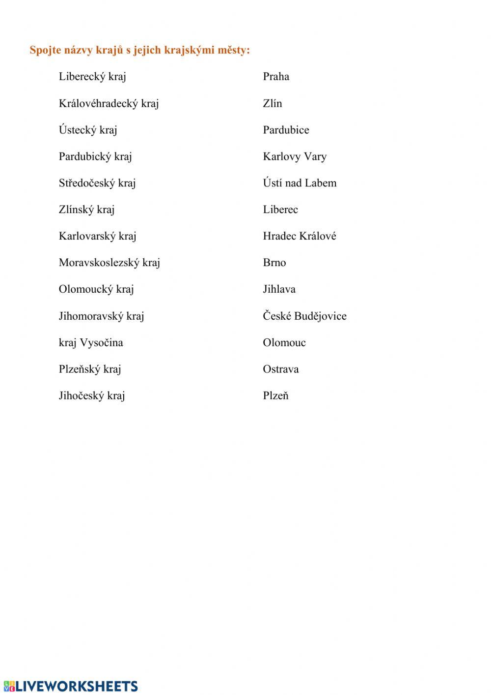 Kraje a krajská města