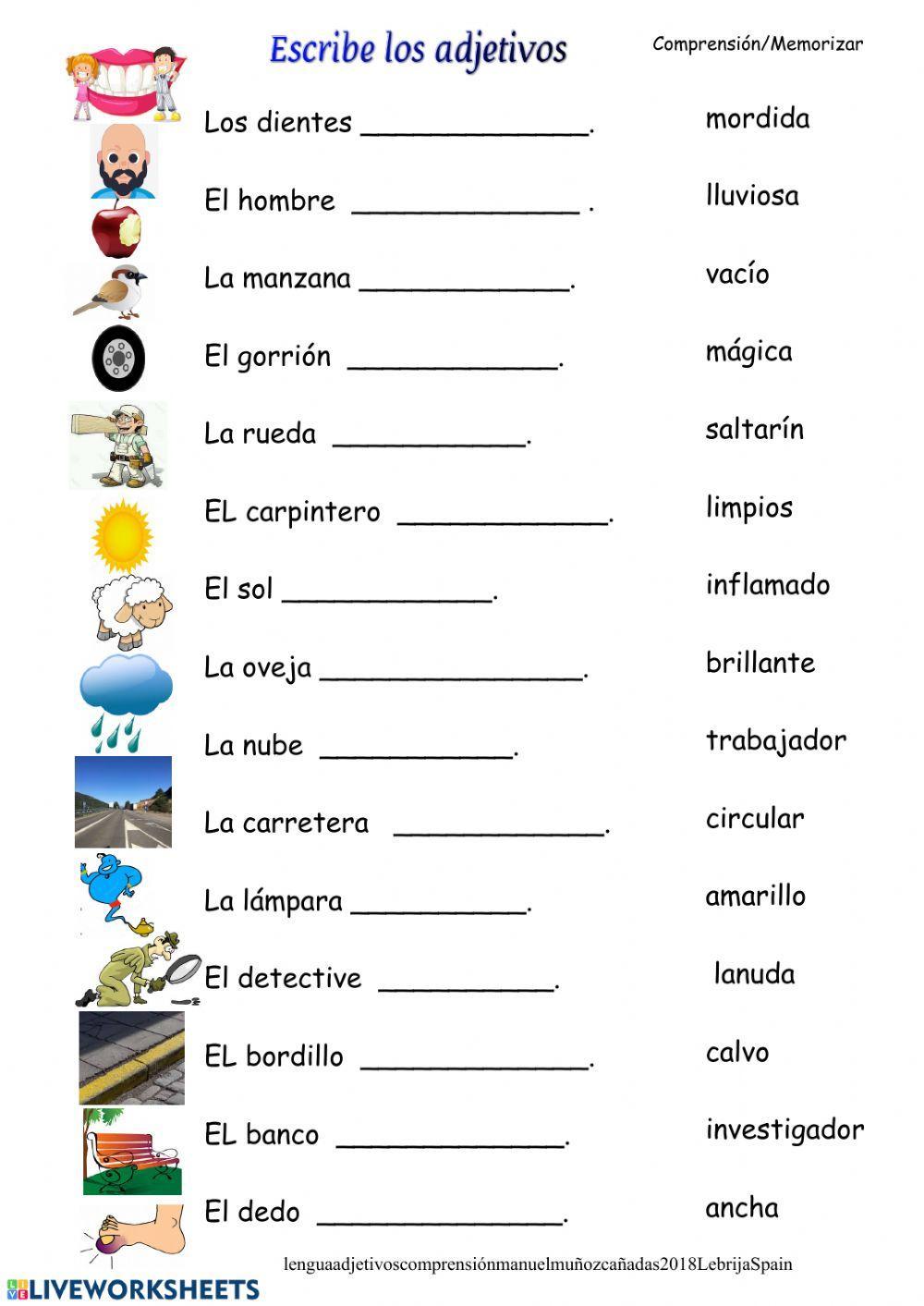 Completar con adjetivos Completar con adjetivos