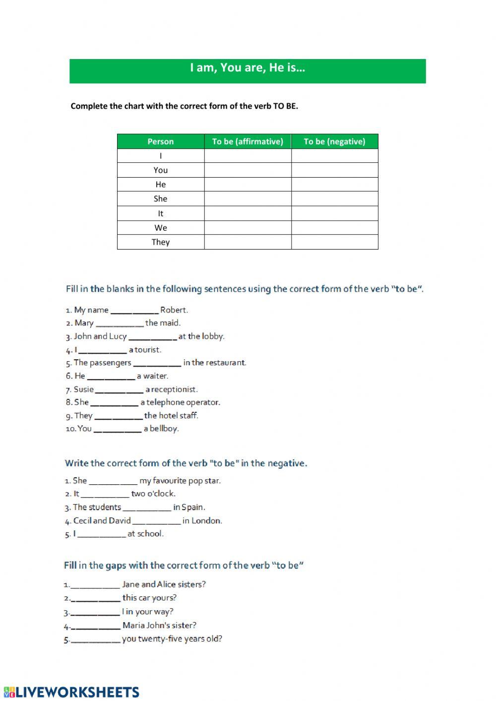 I am, You are, He is...