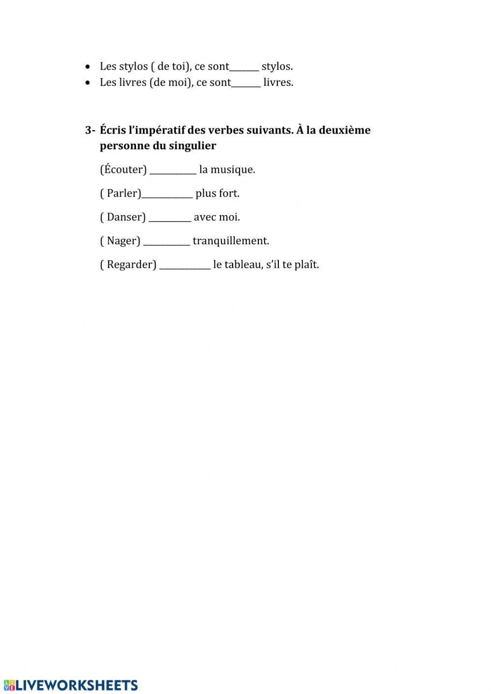 Familia, imperativo, posesivos