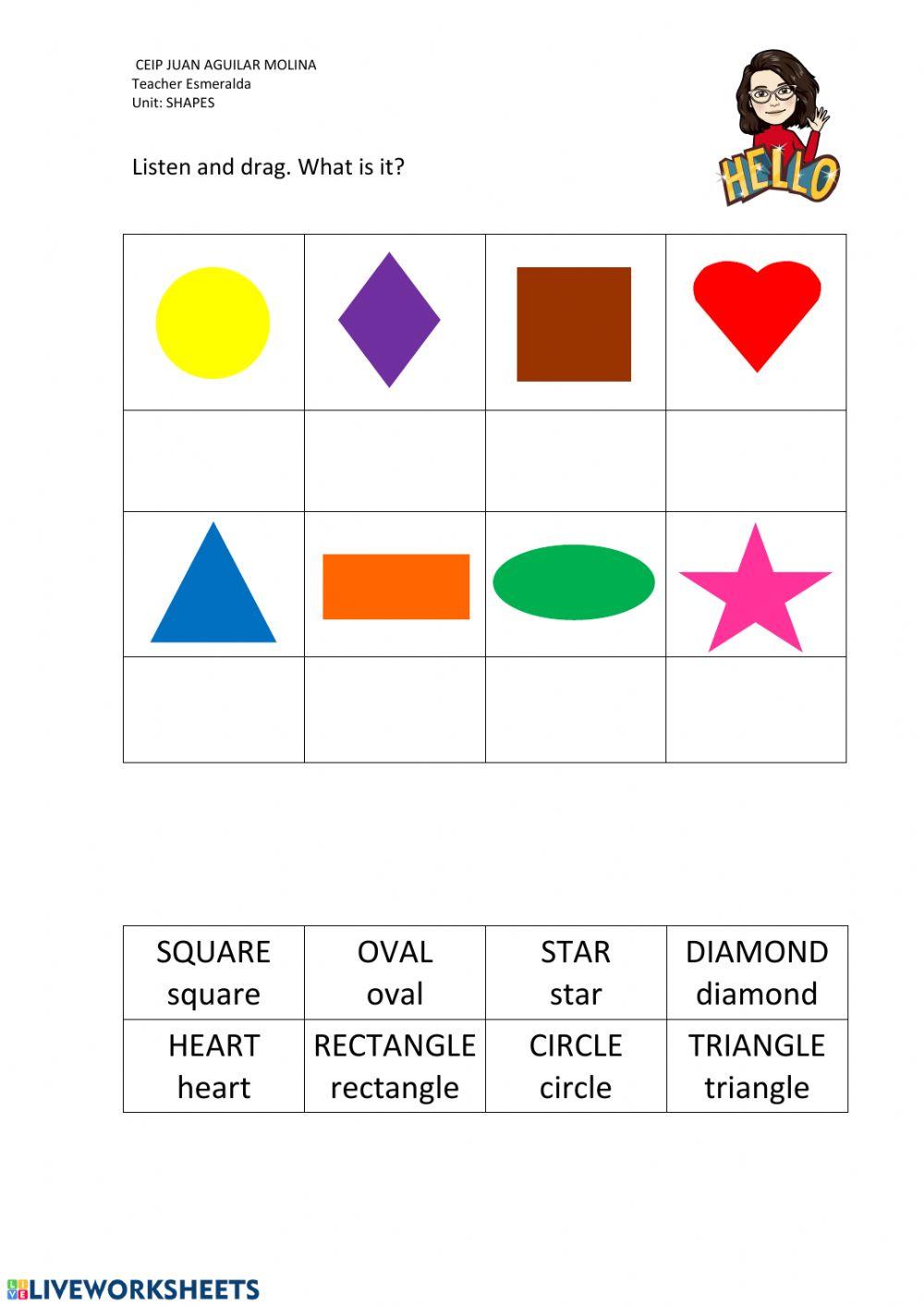 Pdf online exercise Shapes Live Worksheets