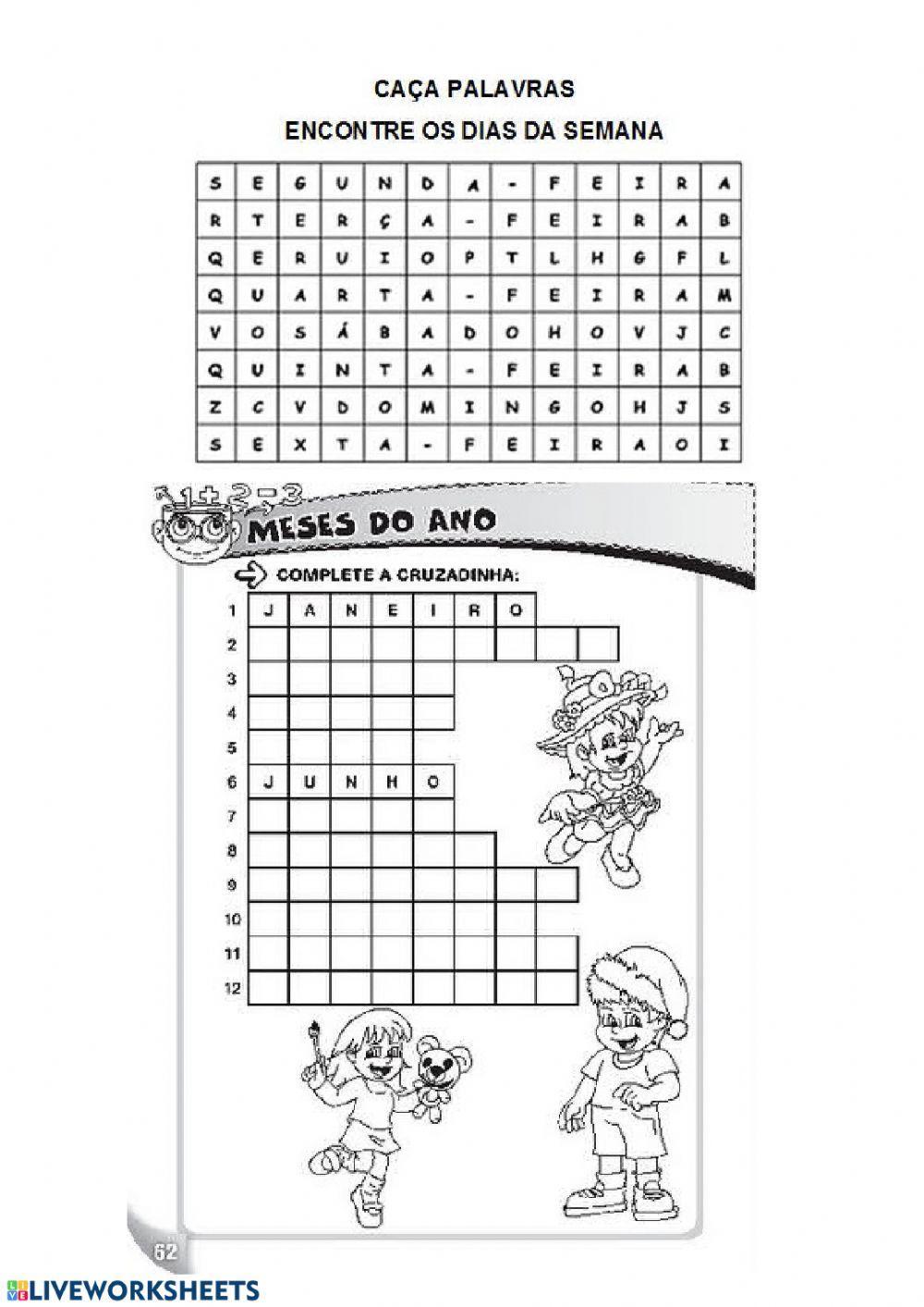 Dias da semana e mses do ano