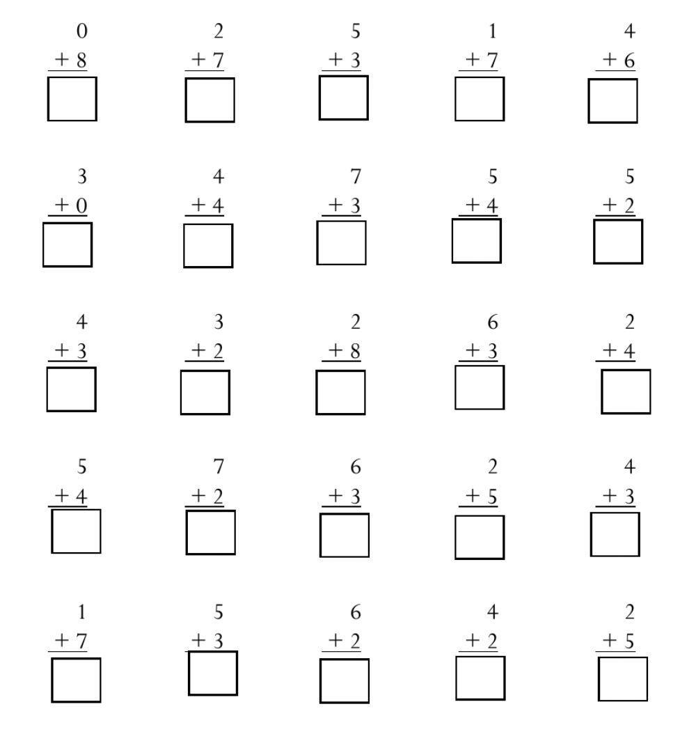 Addition Facts up to 10