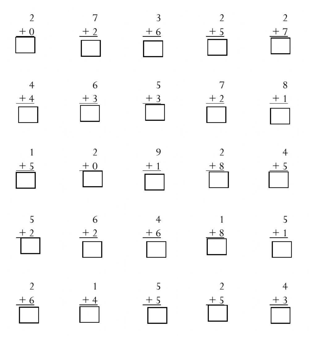 Addition Facts up to 10