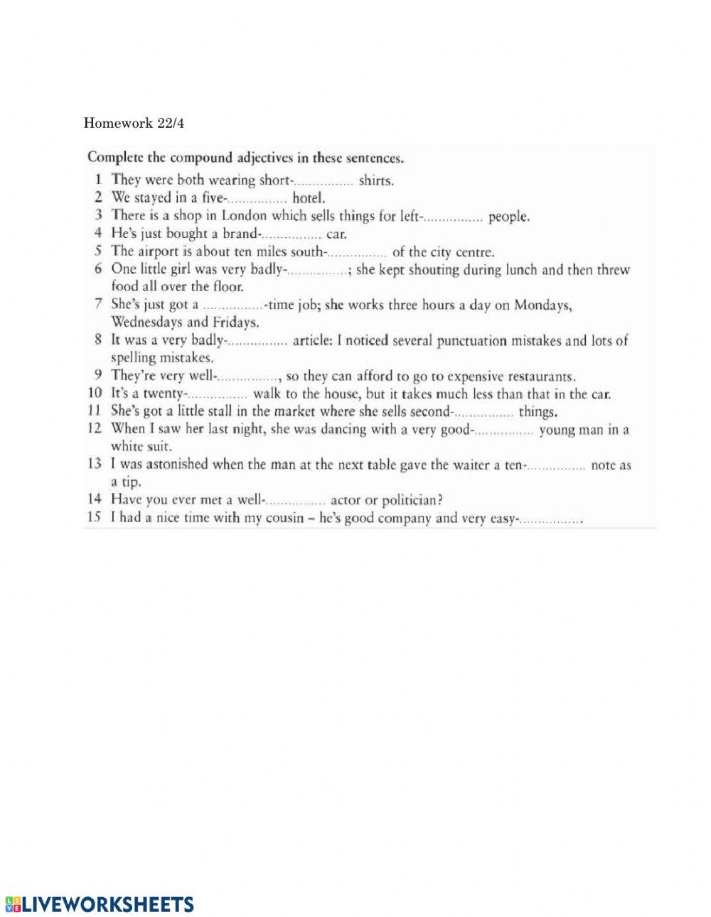 Compound adjectives 22-4