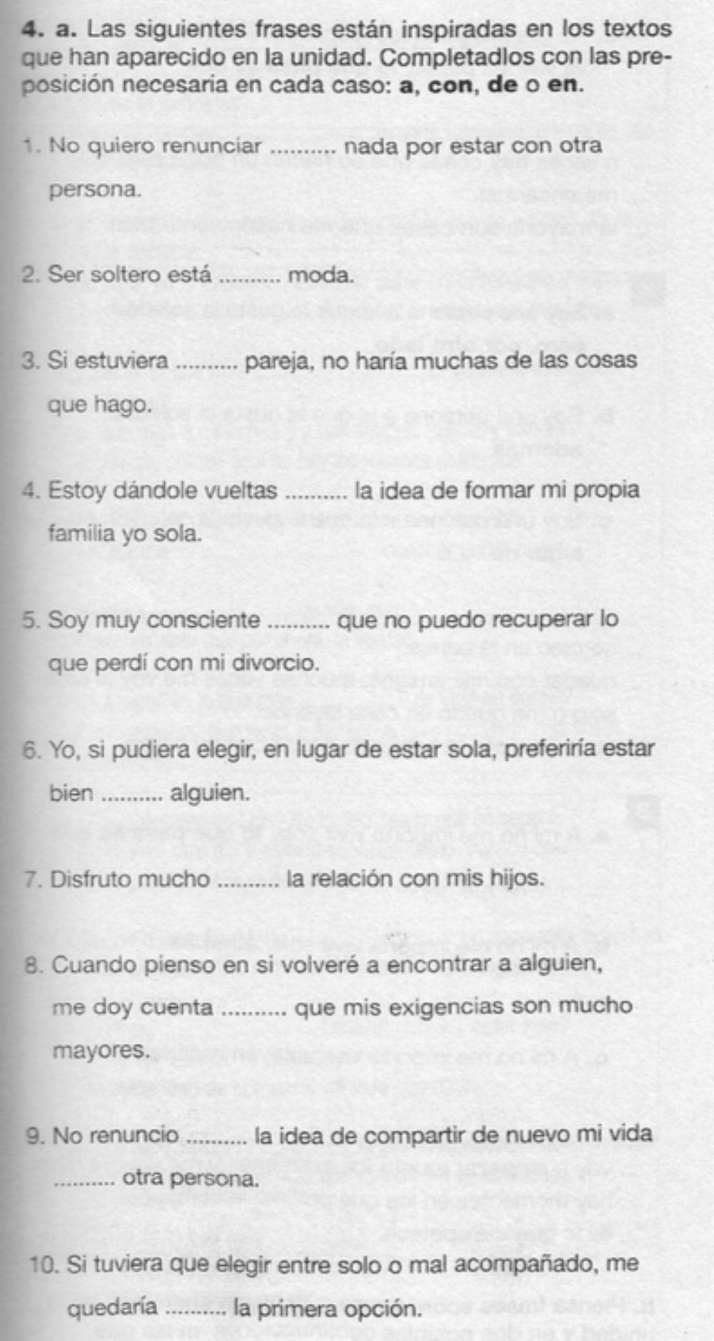 Preposiciones en, con , de, a