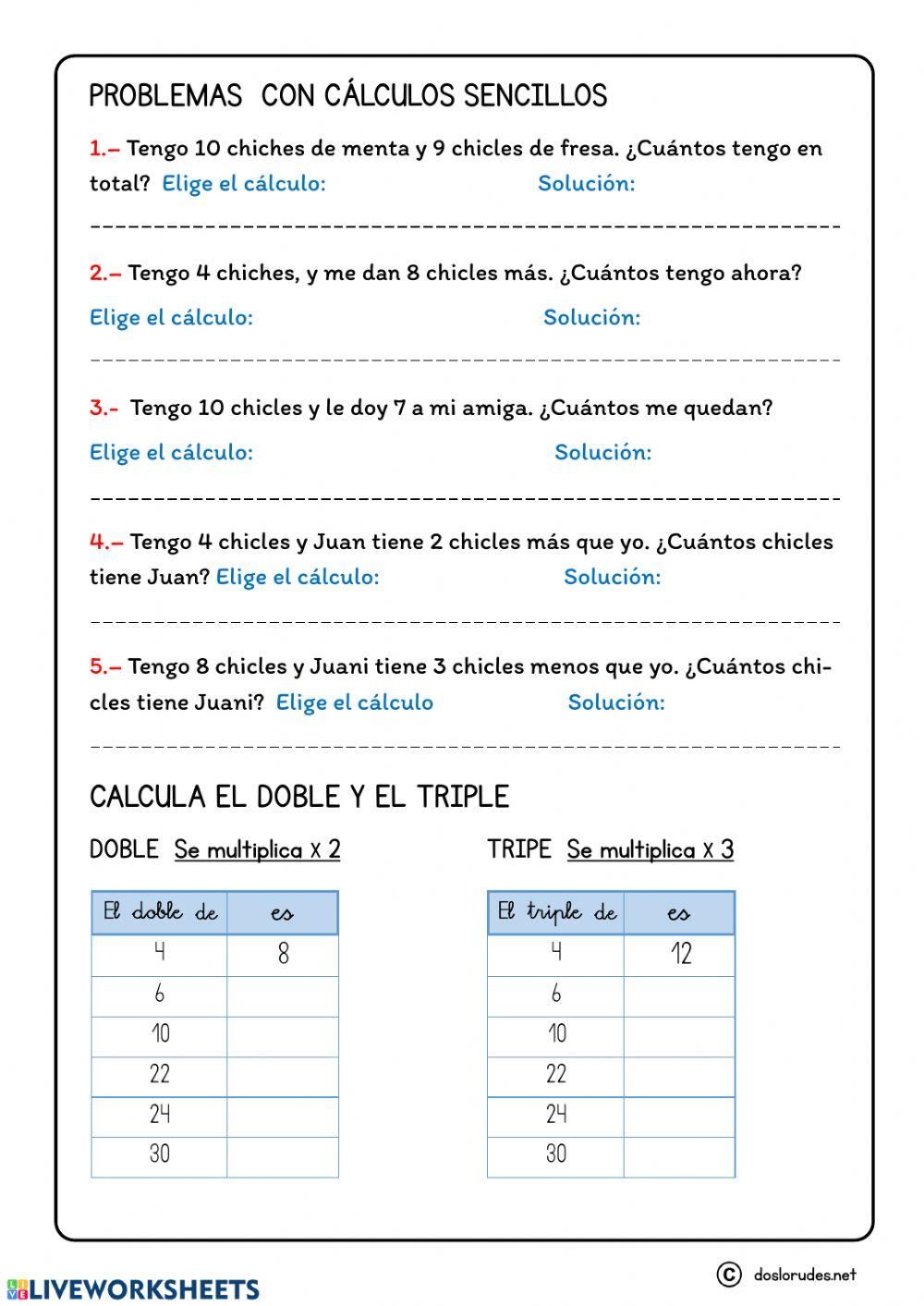 Problemas de cálculo sencillo