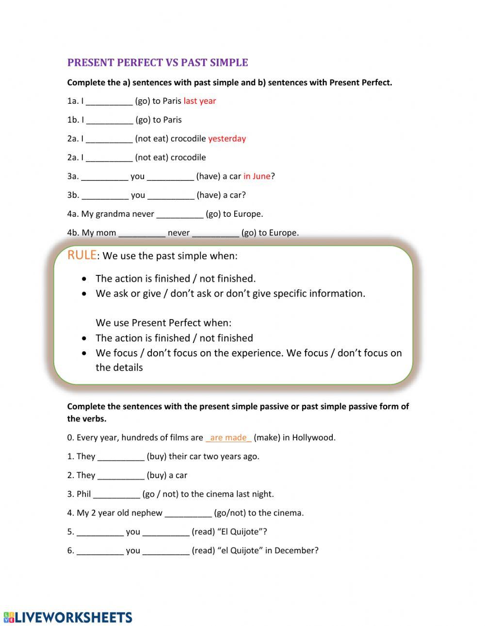 Present Perfect vs Past Simple