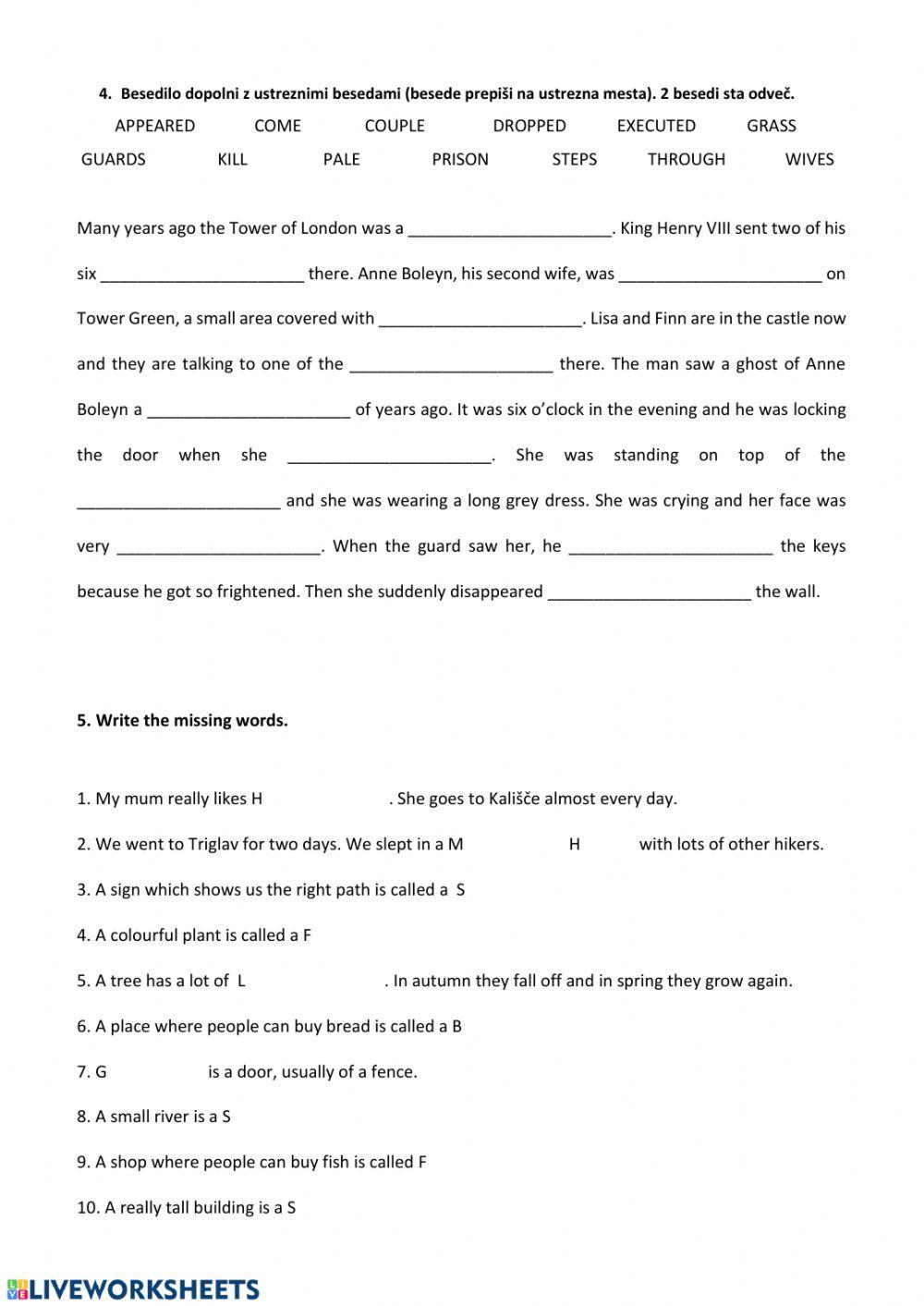Revision 7th grade - vocabulary and grammar