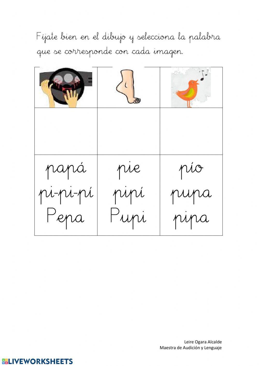 Seleccionar palabras p