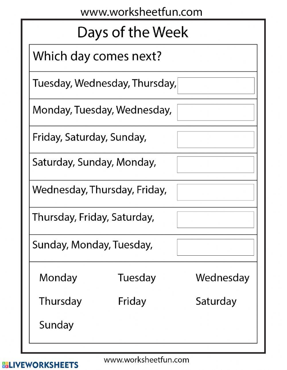 Days of the week