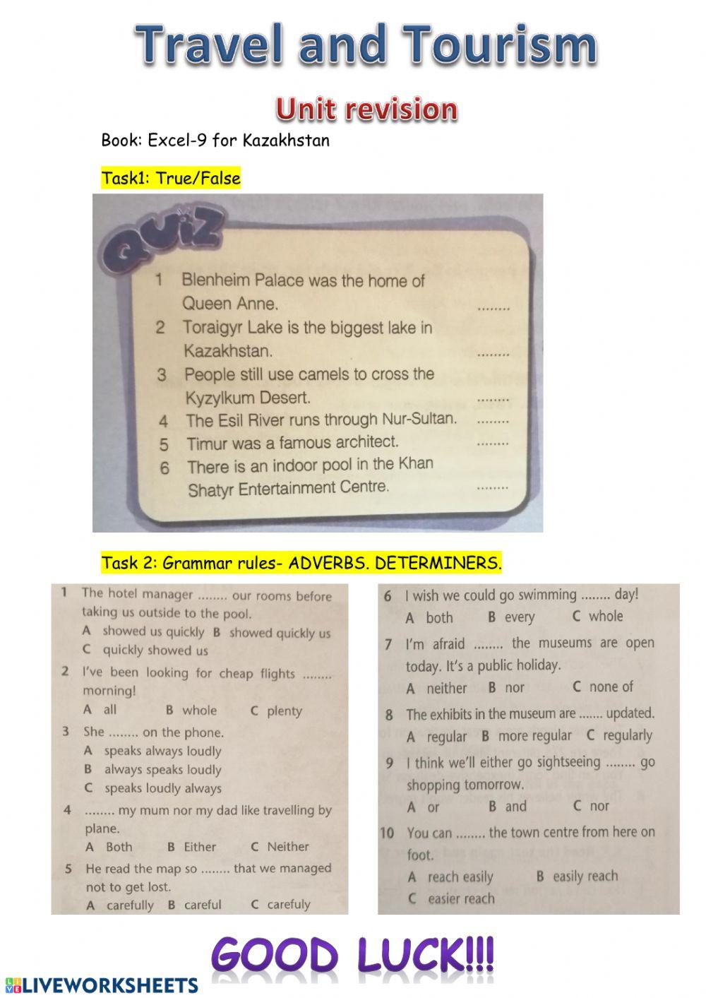 Unit revision. grade 9