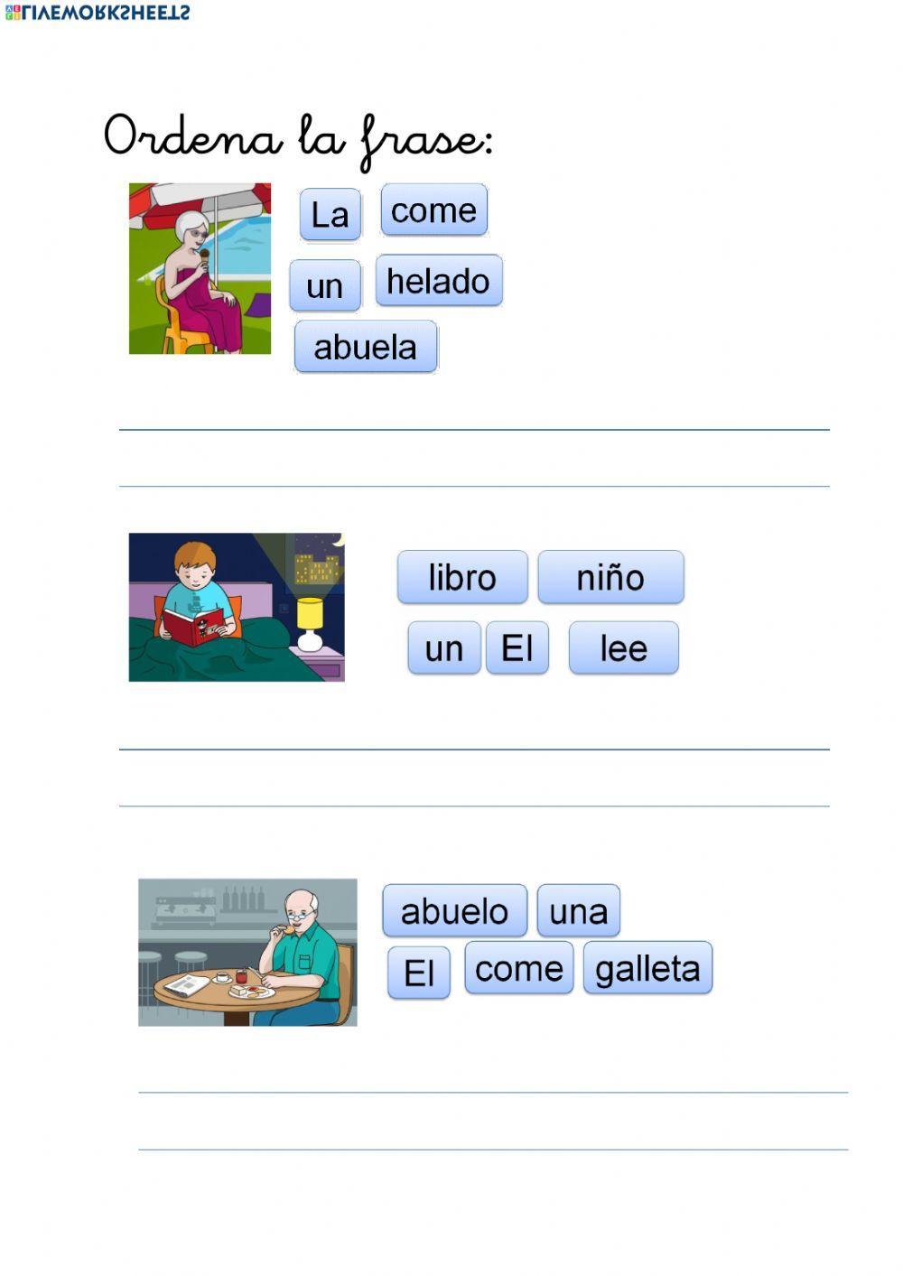 Ordena la frase 1 Ordena la frase 1