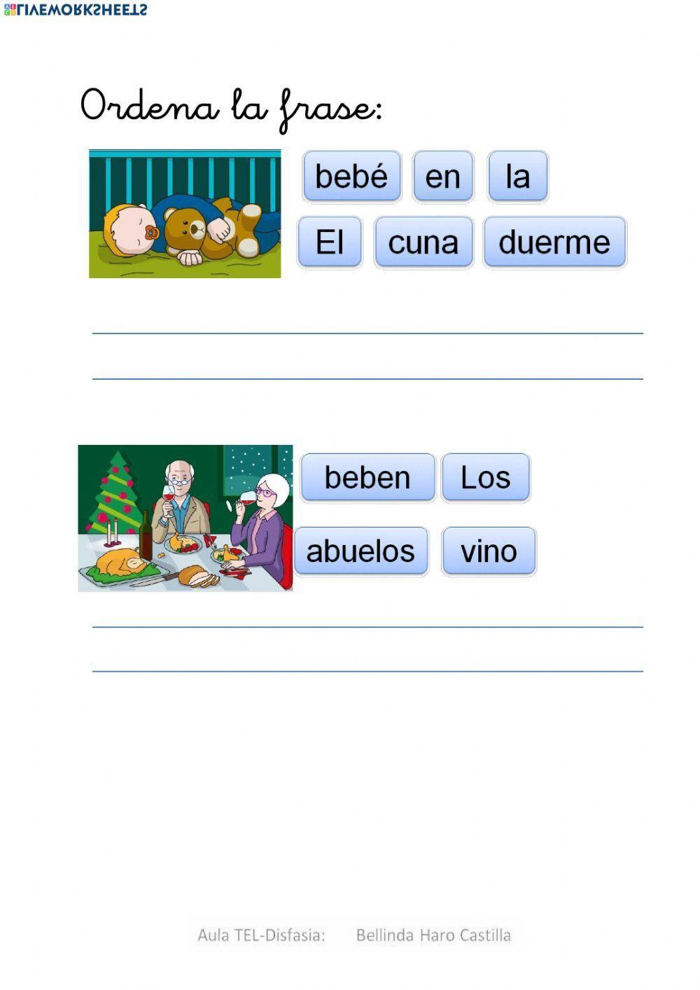 Ordena la frase 1 Ordena la frase 1