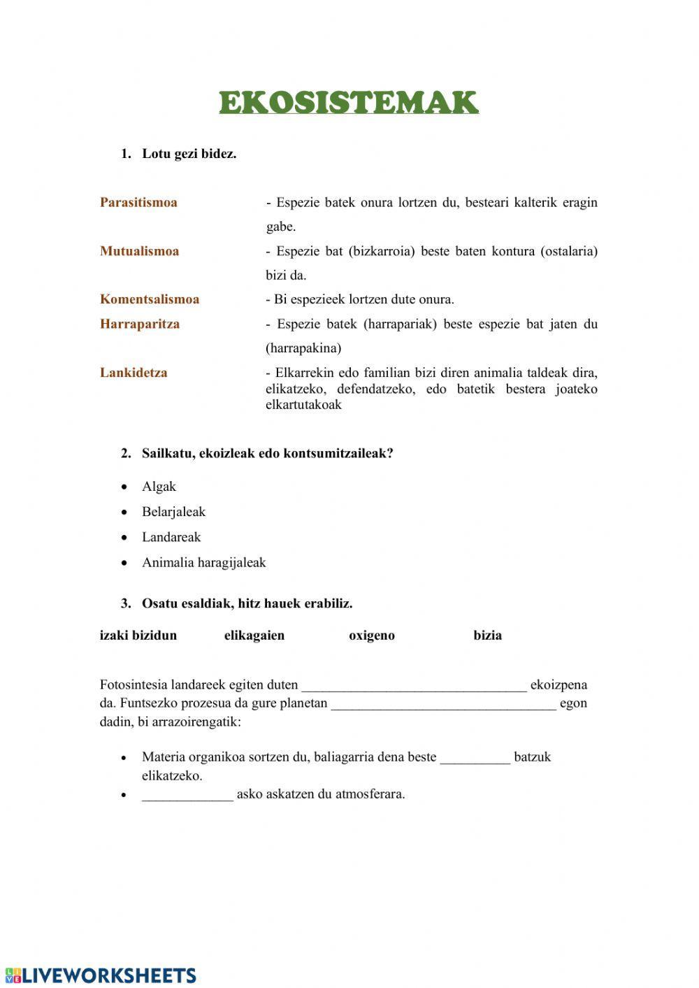 Natura - Ekosistema azterketa
