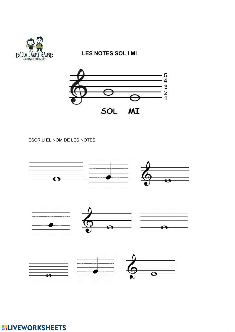 Nom de les notes sol i mi