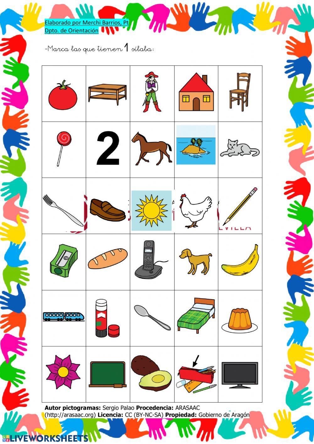 Marca la que tiene 1 sílaba