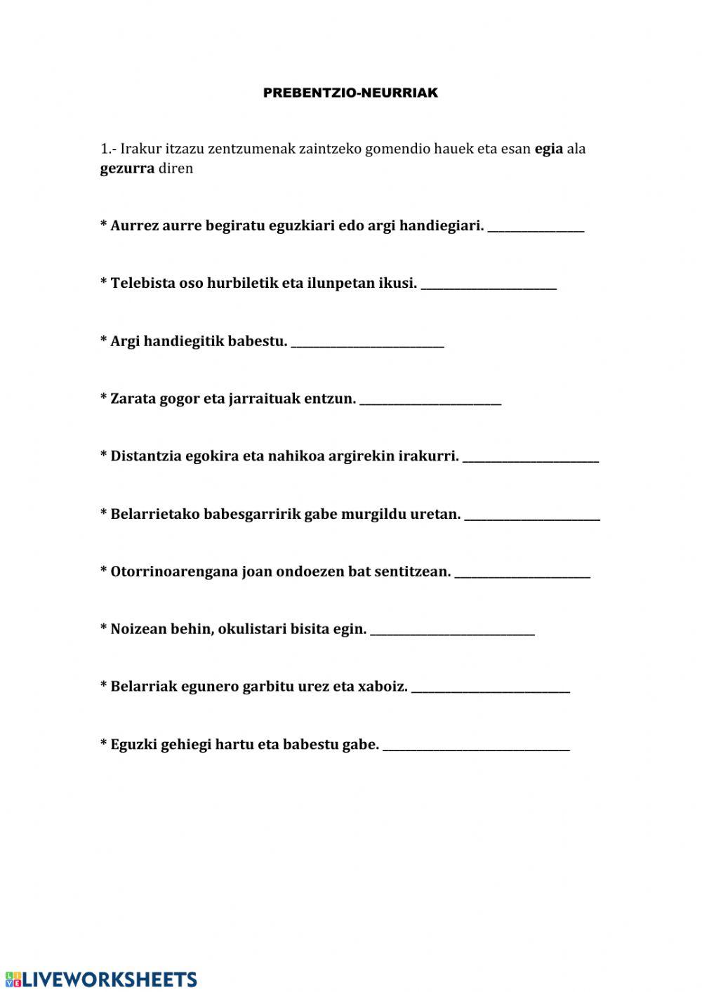 Prebentzio-neurriak Prebentzio-neurriak