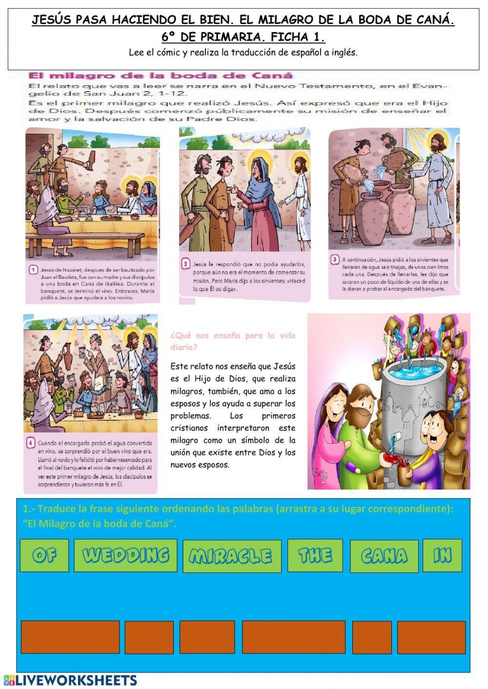 Jesús pasa haciendo el bien. El milagro de la boda de Caná 6º de Primaria.Tierno Galván