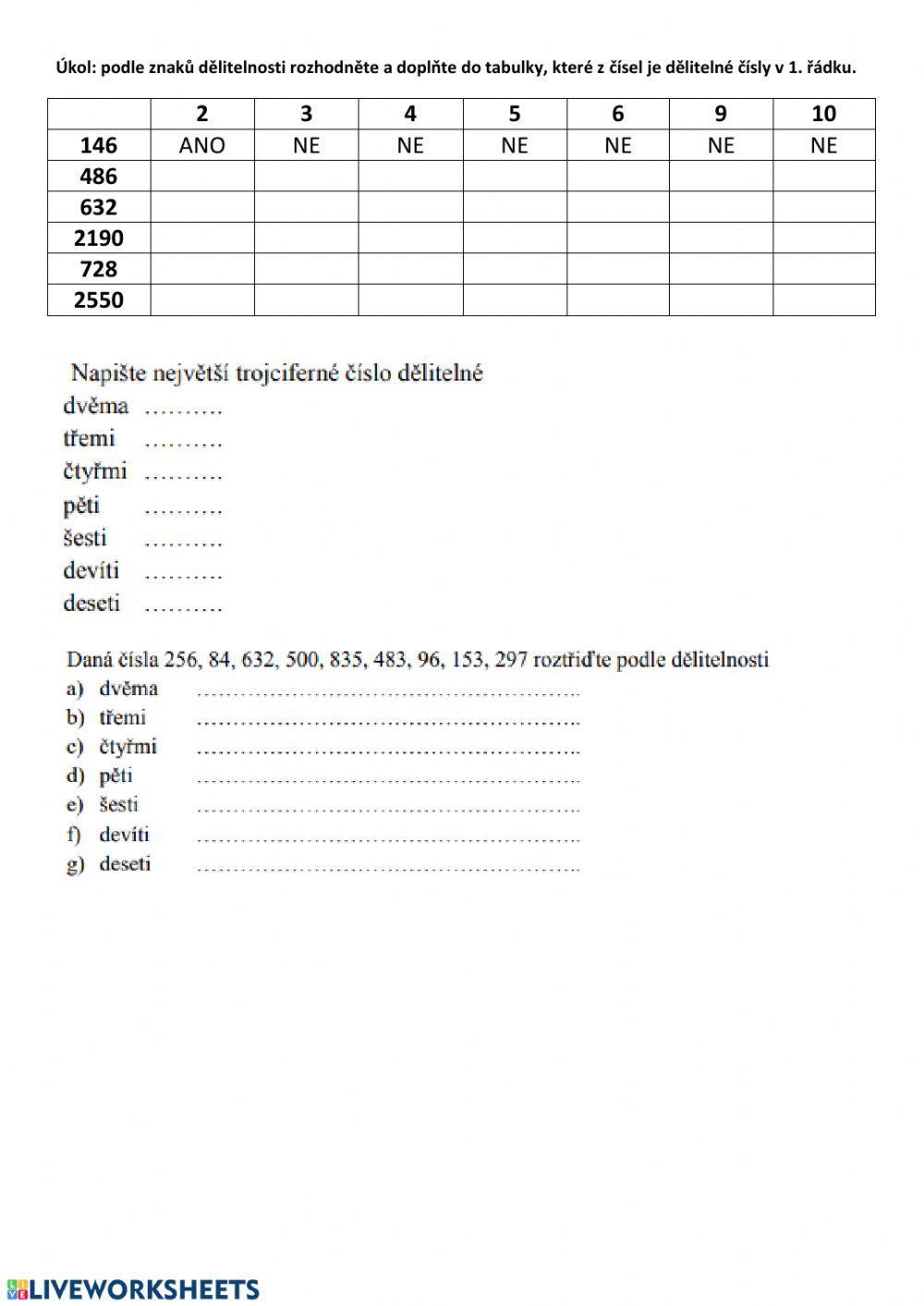 Dělitelnost čísel