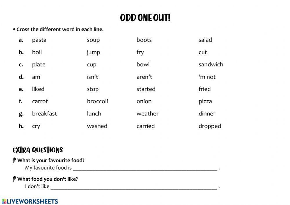 Food and past simple tense