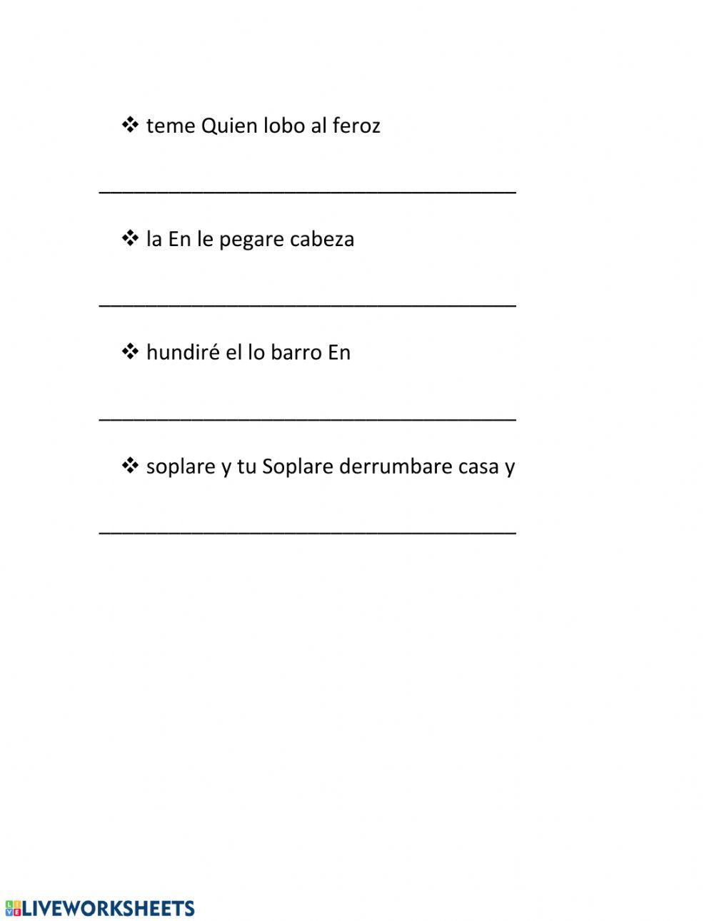 Ordenar cuento de los 3 cerditos