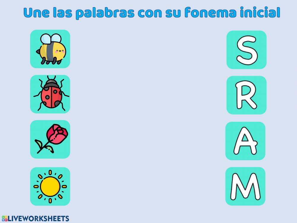 Une cada palabra con su fonema