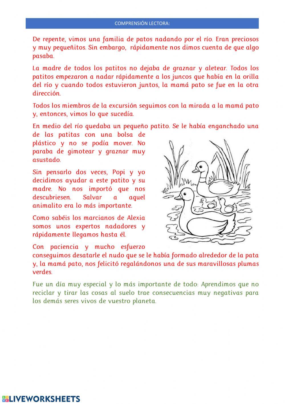 29 Abril: Comprensión lectora