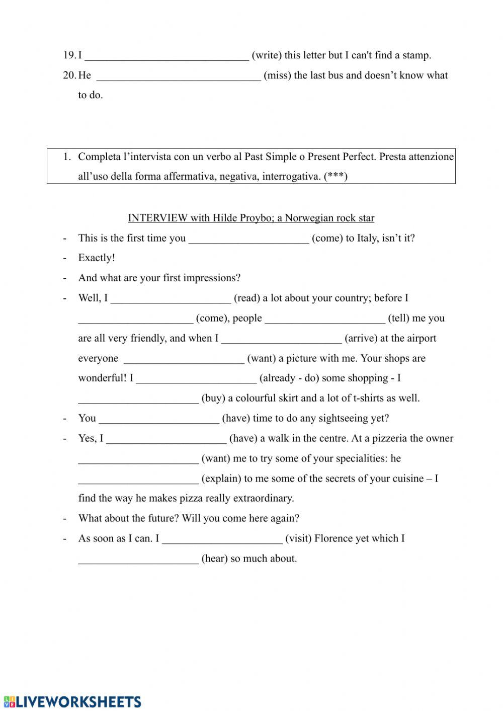 Present Perfect Past Simple