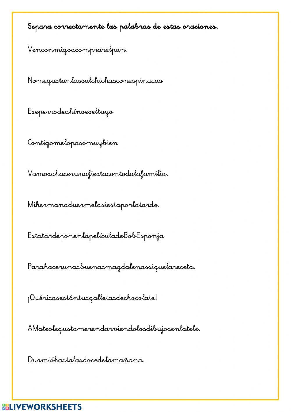 Separación de palabras