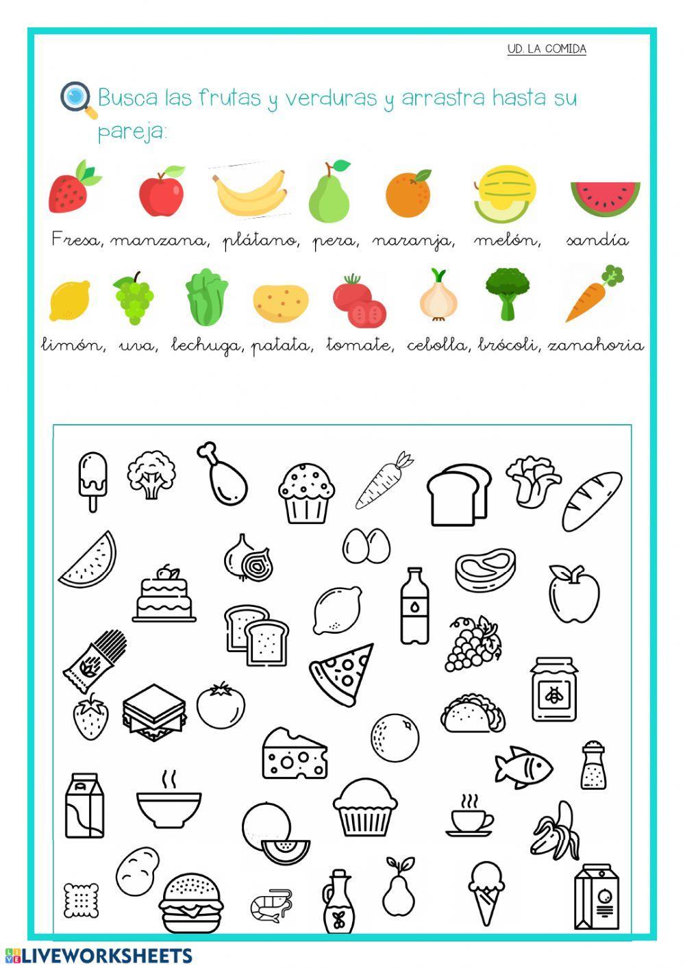 Busca y arrastra : frutas y verduras