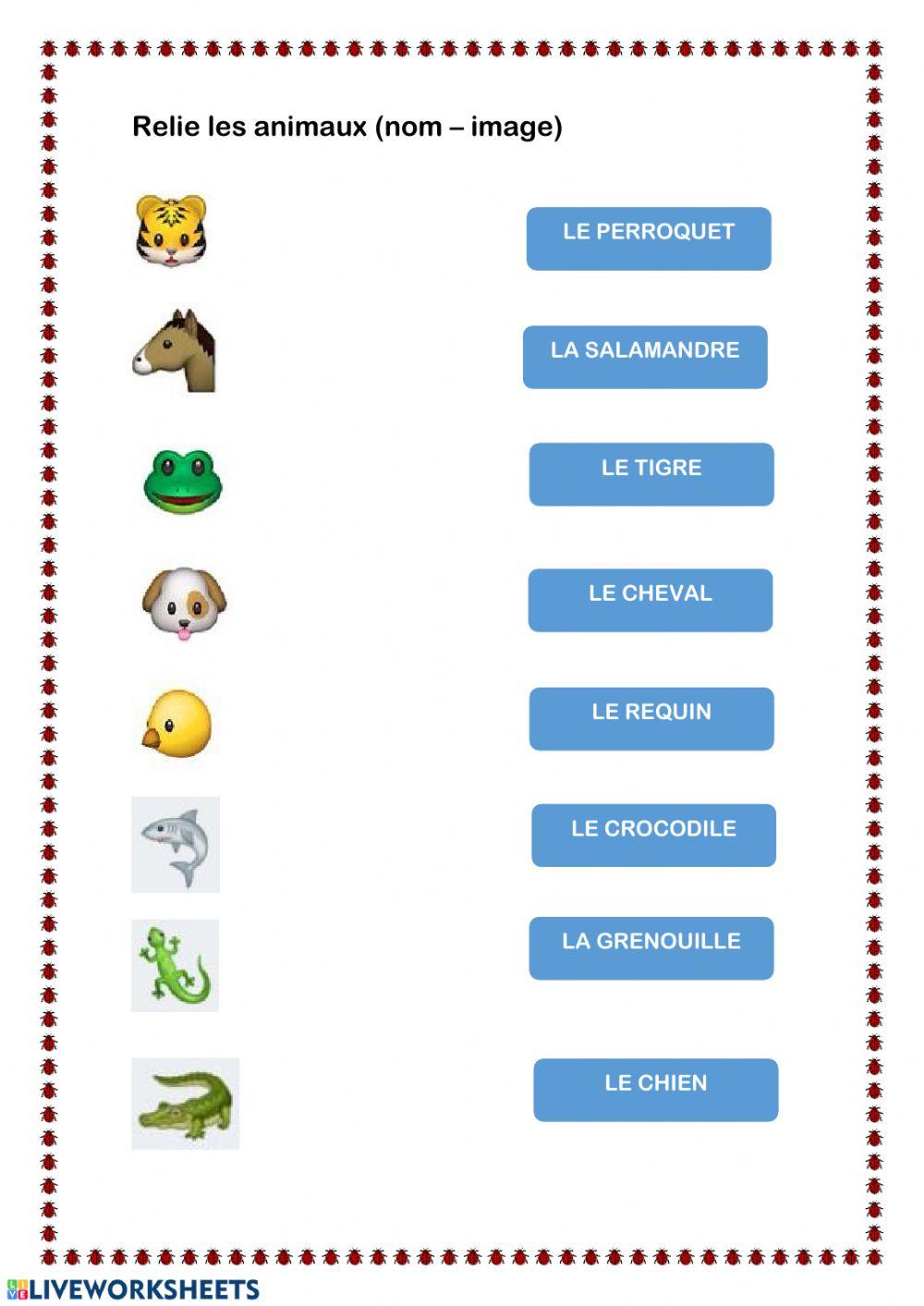 Tâche Révision  LES ANIMAUX