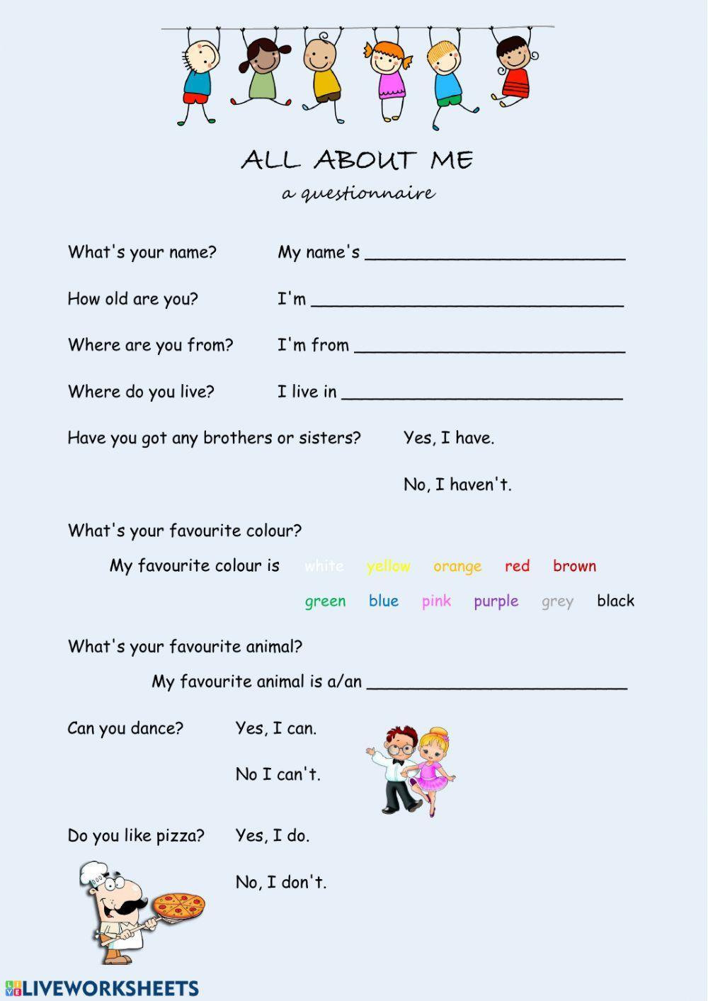 All About Me QUESTIONNAIRE